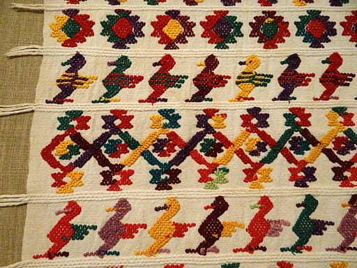 Detail of indigenous weaving at the Textile Museum in Oaxaca